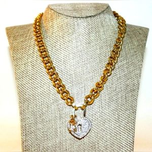 ORIGINAL JUICY COUTURE "KEYS & DIAMOND HEART" NECKLACE/BRACELET; GOLD/ DIAMOND